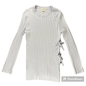 Open edit baby blue ribbon bow ribbed sweater women’s large